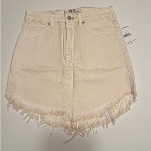 Free People We the Free Bailey Denim Mini Skirt Women's Size 25 Frayed Hem (D4)